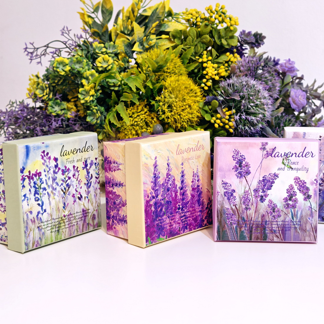 Cutie din carton dreptunghiulara model lavanda 9cm x 9cm x 5cm [6]