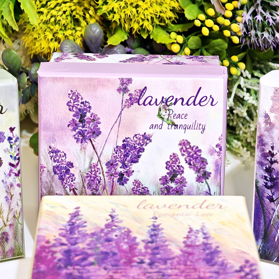 Cutie din carton dreptunghiulara model lavanda 9cm x 9cm x 5cm [4]