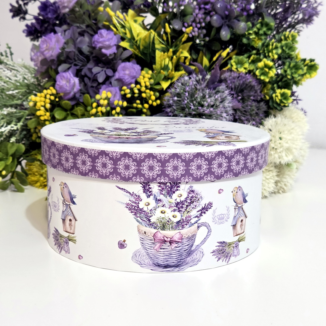 Cutie din carton rotunda model lavanda 17cm x 8.5cm [3]