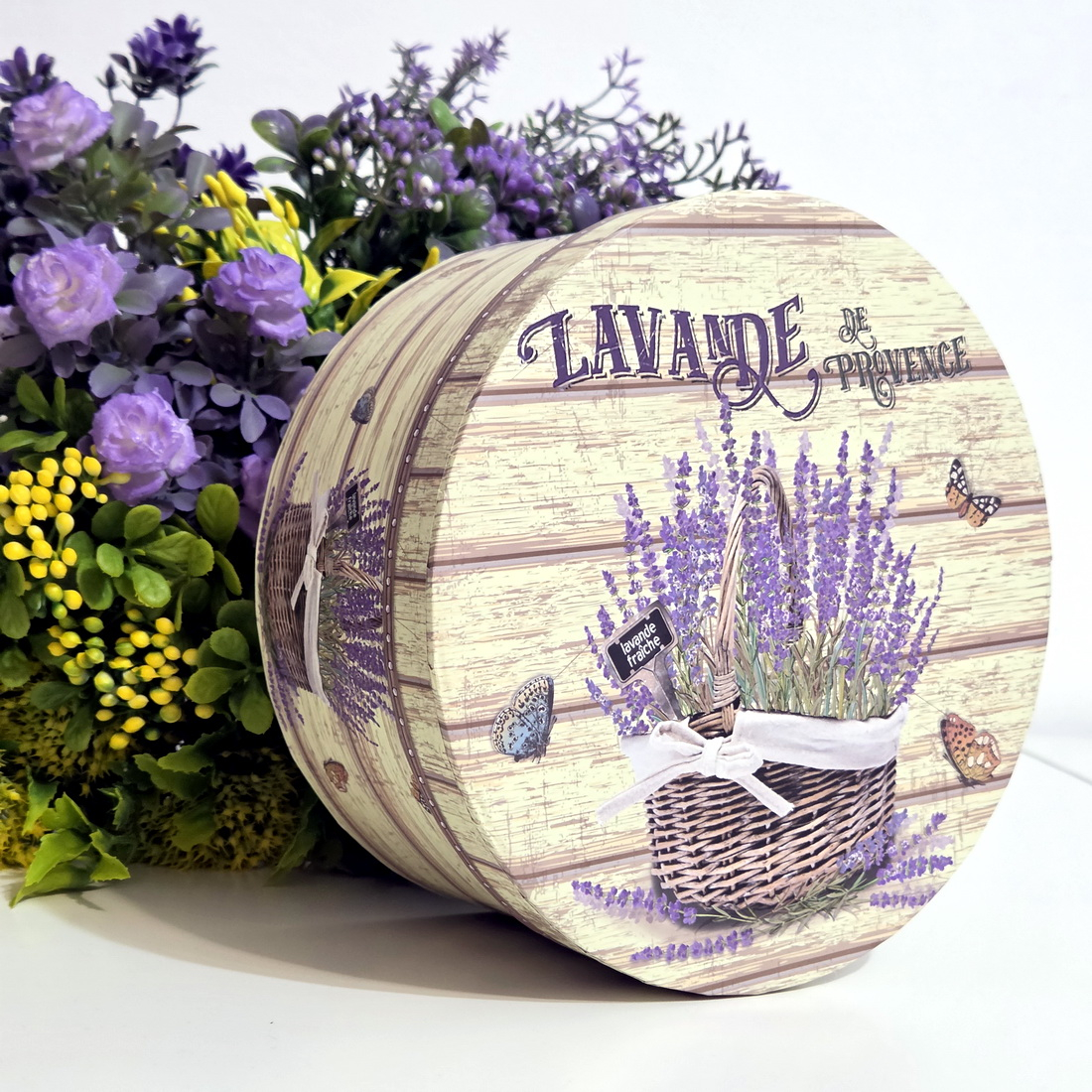 Cutie din carton rotunda model lavanda 19.5cm x 10cm [2]