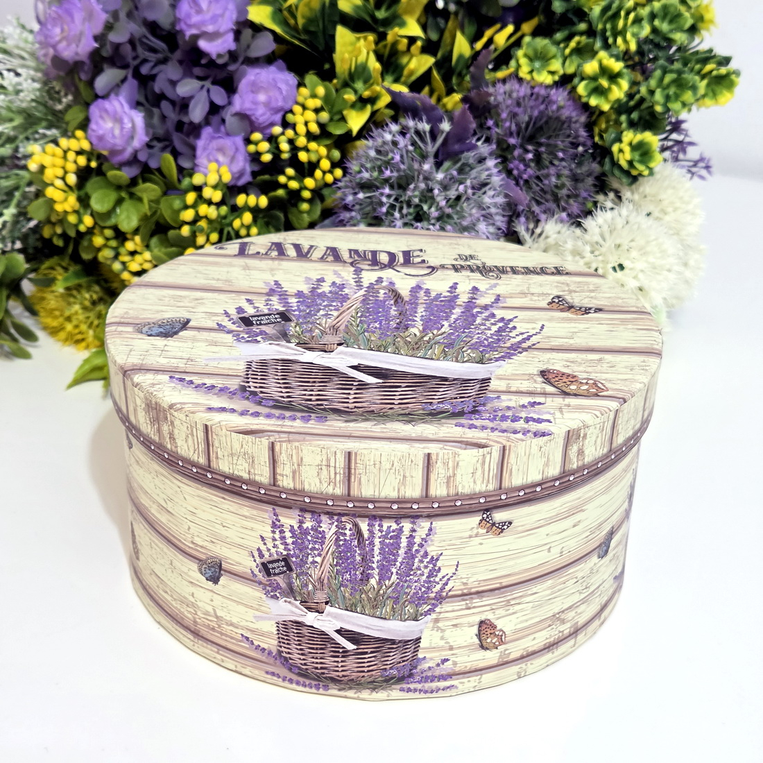 Cutie din carton rotunda model lavanda 21cm x 11.5cm [4]