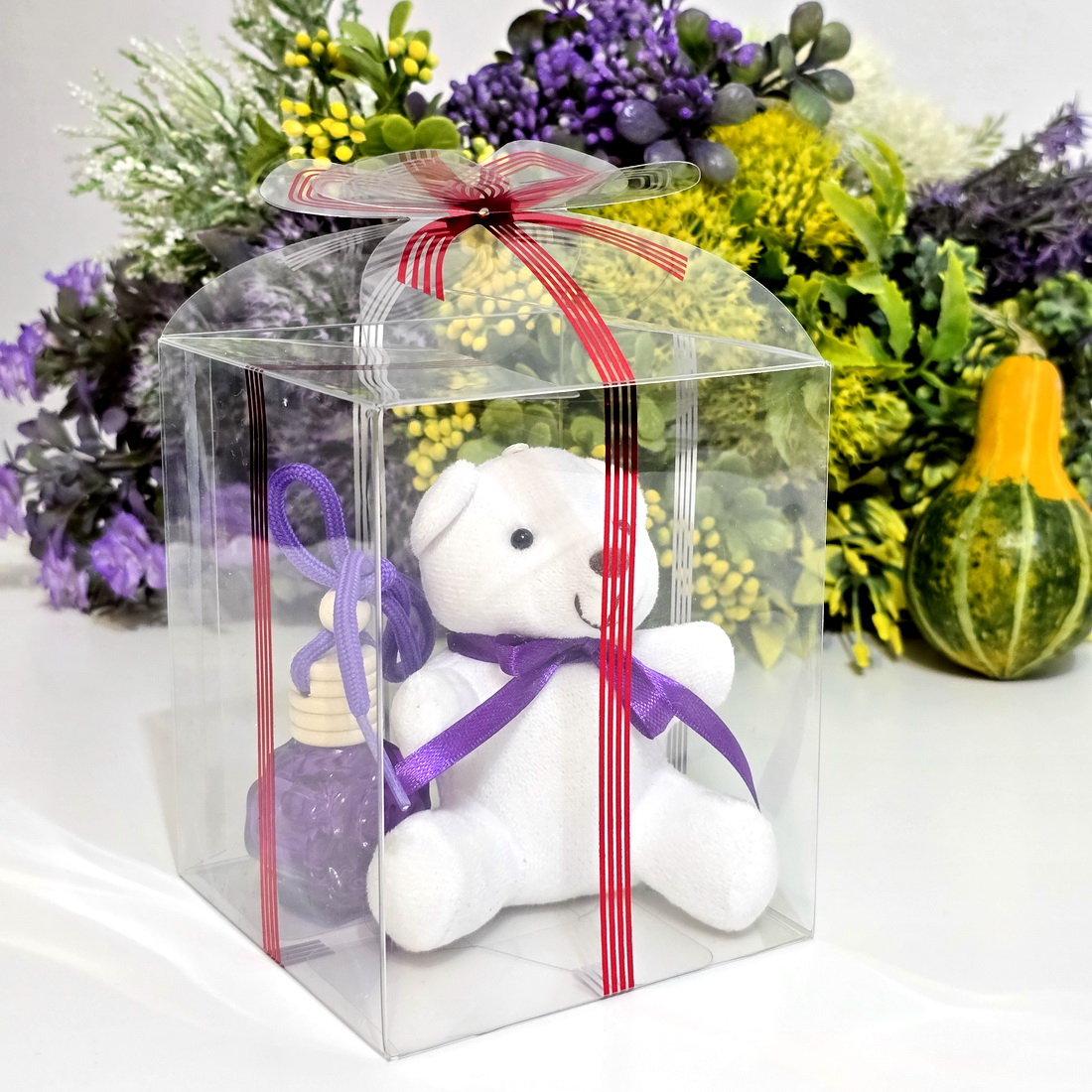 Cutie dreptunghiulara din plastic cu banda rosie 10cm x 10cm x 12 cm [3]