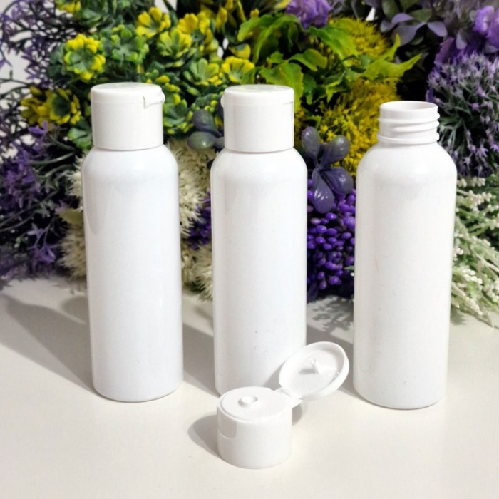 Flacoane albe rotunde 100 ml cu capac alb flip-top [4]