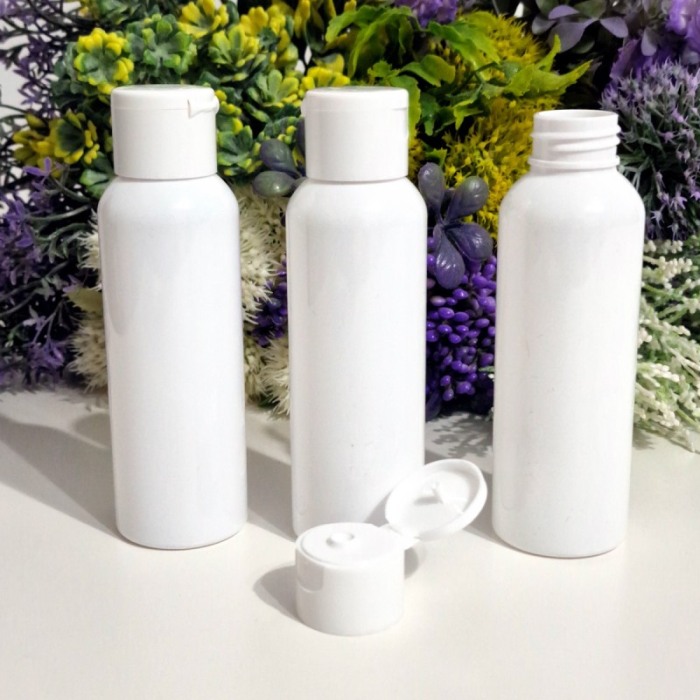 Flacoane albe rotunde 100 ml cu capac alb flip-top [3]