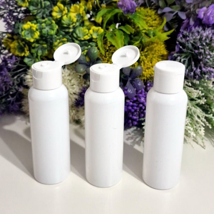 Flacoane albe rotunde 100 ml cu capac alb flip-top [7]