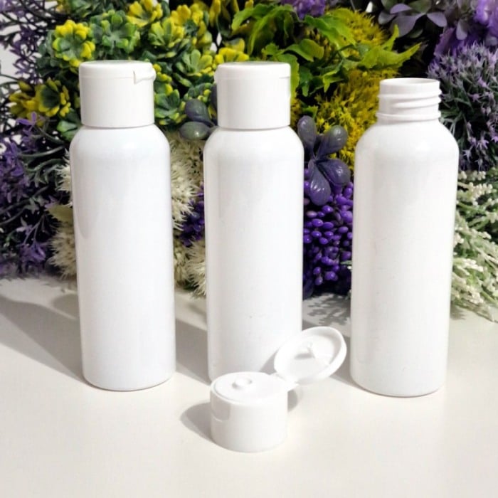 Flacoane albe rotunde 100 ml cu capac alb flip-top [2]
