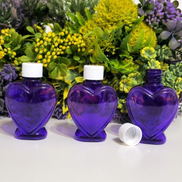 Flacon mov 60 ml forma inima cu capac alb [4]