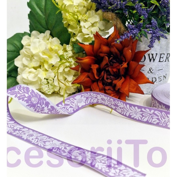 Panglica tesuta cu model floral mov [2]