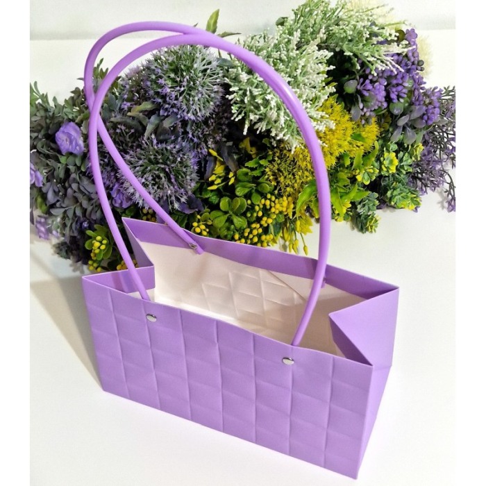 Pungi din carton plastifiat mov cu manere din plastic 22cm x 13,5cm [2]