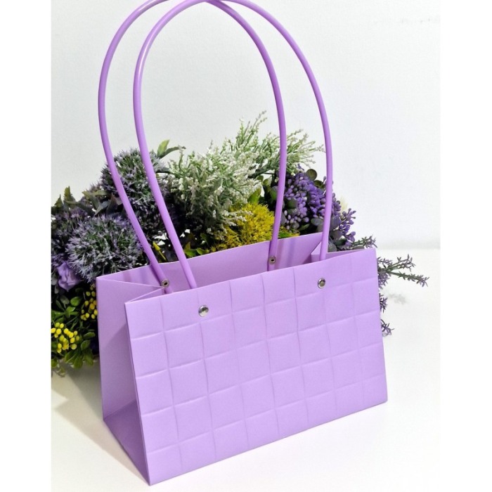 Pungi din carton plastifiat mov cu manere din plastic 22cm x 13,5cm [3]