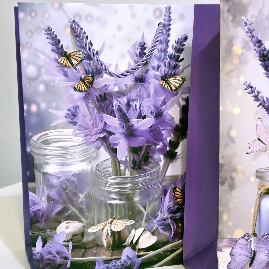 Pungi din hartie cartonata model lavanda 2 24cm x 18cm x 10cm [4]