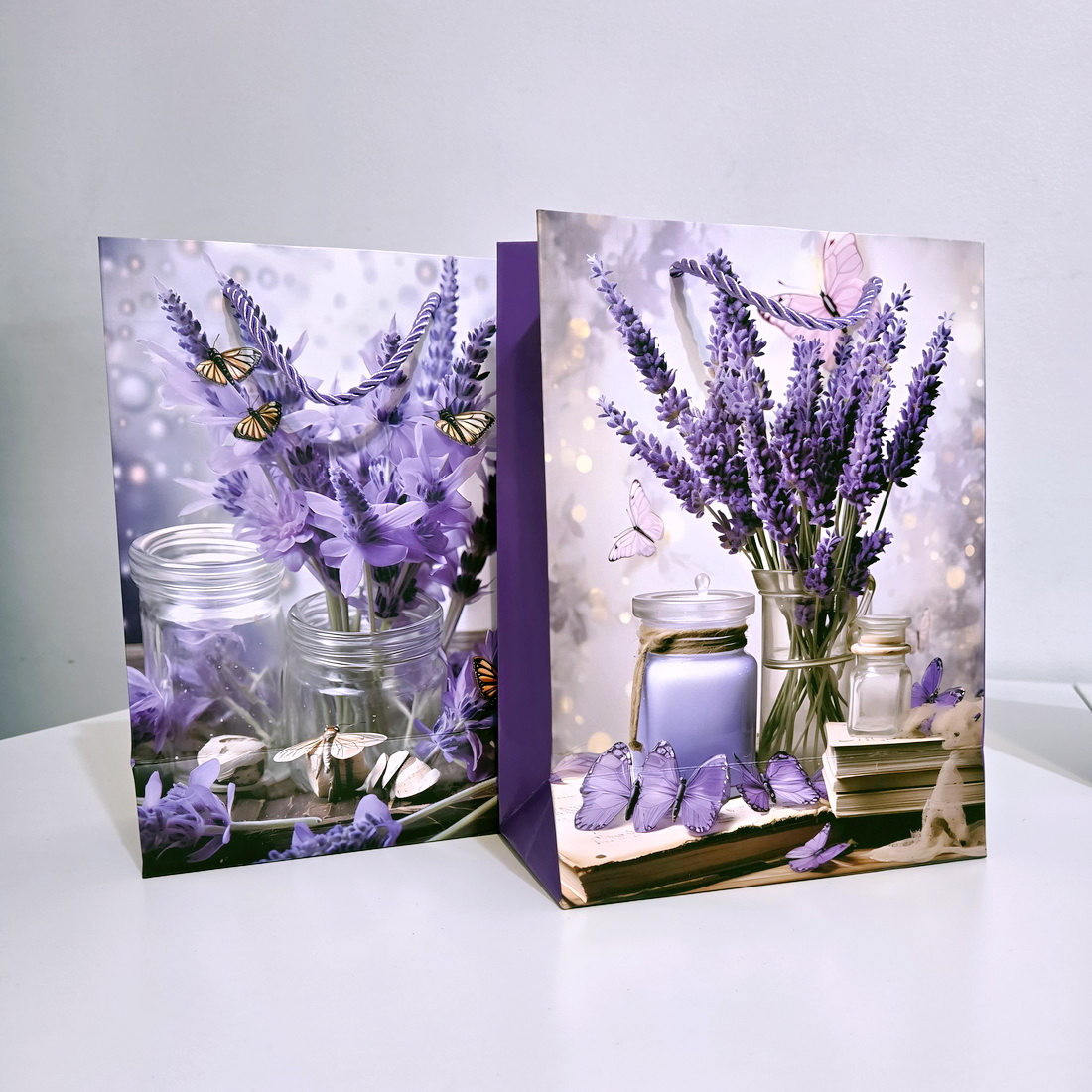 Pungi din hartie cartonata model lavanda 2 24cm x 18cm x 10cm [3]
