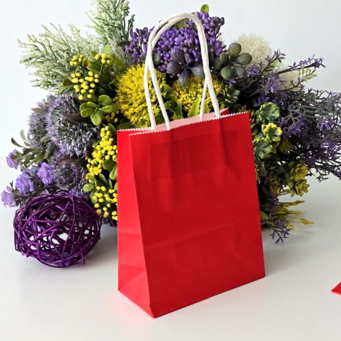Pungi din hartie rosie pentru cadouri 15cm x 12cm [2]