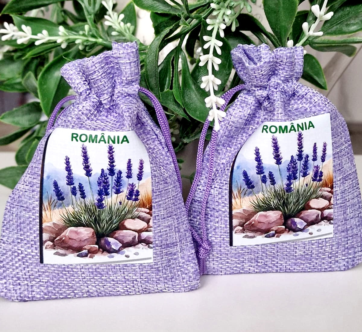 Saculeti din panza mov imprimeu Romania 12 cm x 9 cm [4]