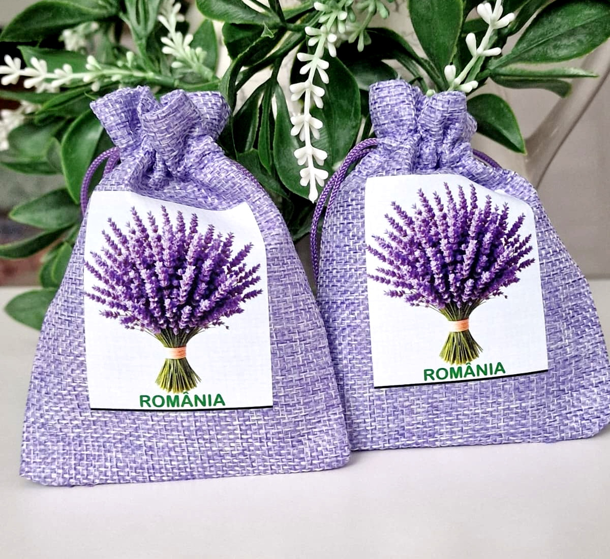 Saculeti din panza mov imprimeu Romania 12 cm x 9 cm [2]