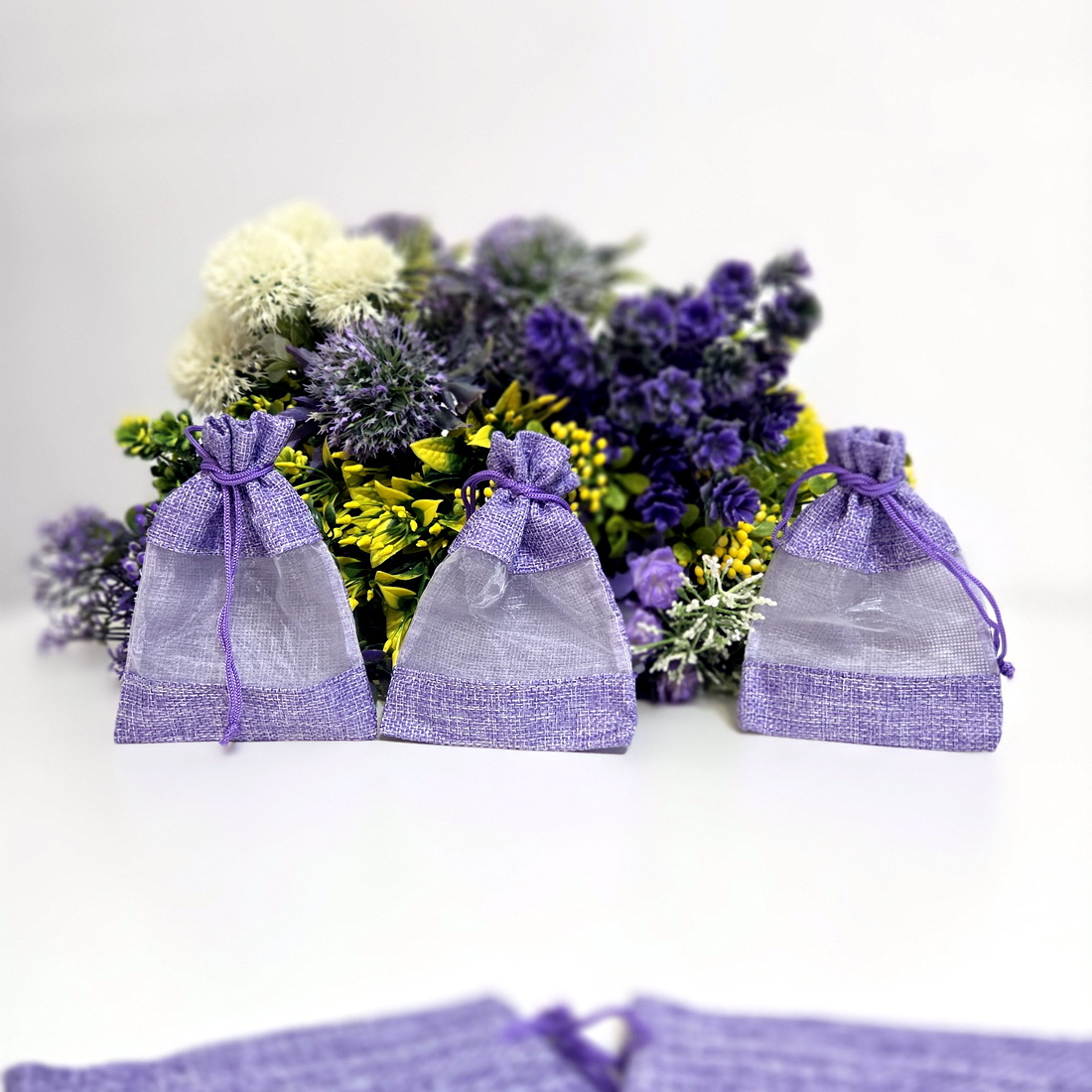 Saculeti din panza mov cu fereastra organza 14 cm x 10 cm [2]