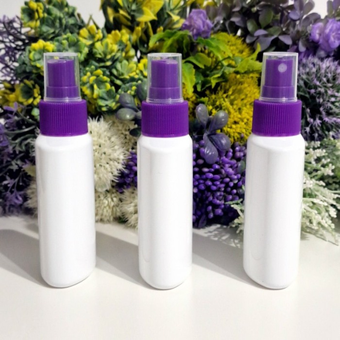Set 100 flacoane albe plate 100 ml cu pulverizator mov tip spray [5]