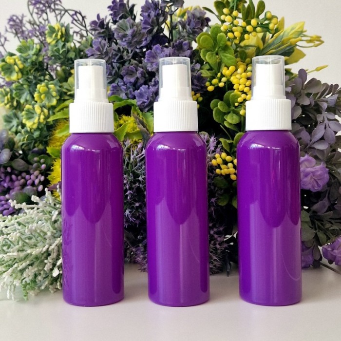 Set 100 flacoane mov 100 ml cu pulverizator alb tip spray [2]