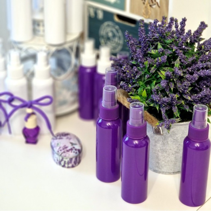 Set 100 flacoane mov 100 ml cu pulverizator alb tip spray [4]
