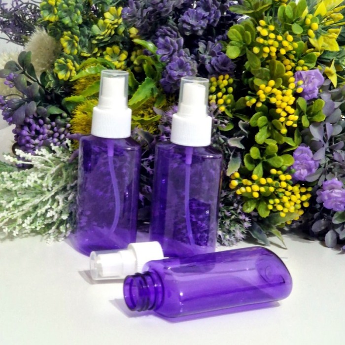 Set 50 flacoane mov plate 100 ml cu pulverizator alb tip spray [4]