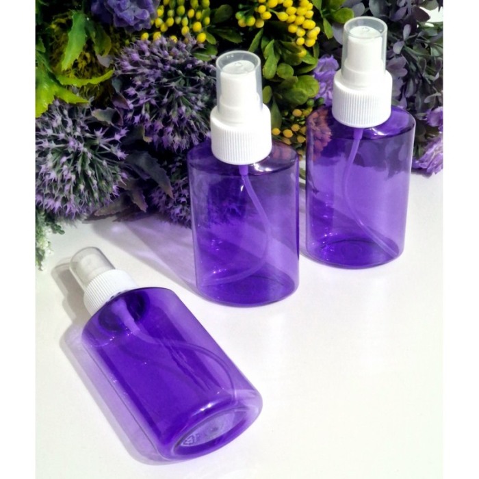 Set 50 flacoane mov plate 100 ml cu pulverizator alb tip spray [5]