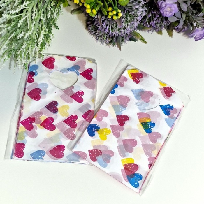 Set 50 pungi din plastic cu inimi multicolore 15cm x 9cm [4]