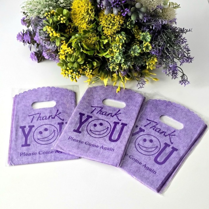Set 50 pungi din plastic mov Thank-You 15cm x 9cm [3]