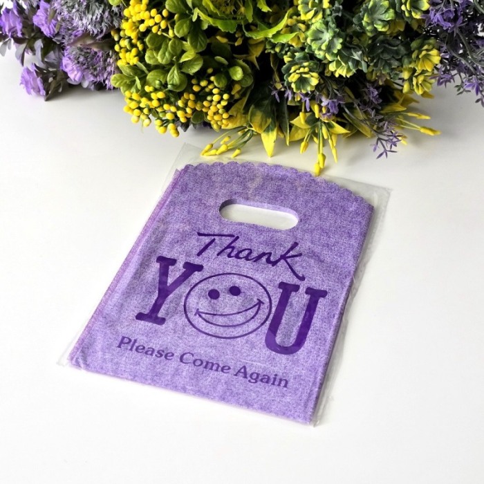 Set 50 pungi din plastic mov Thank-You 15cm x 9cm [4]