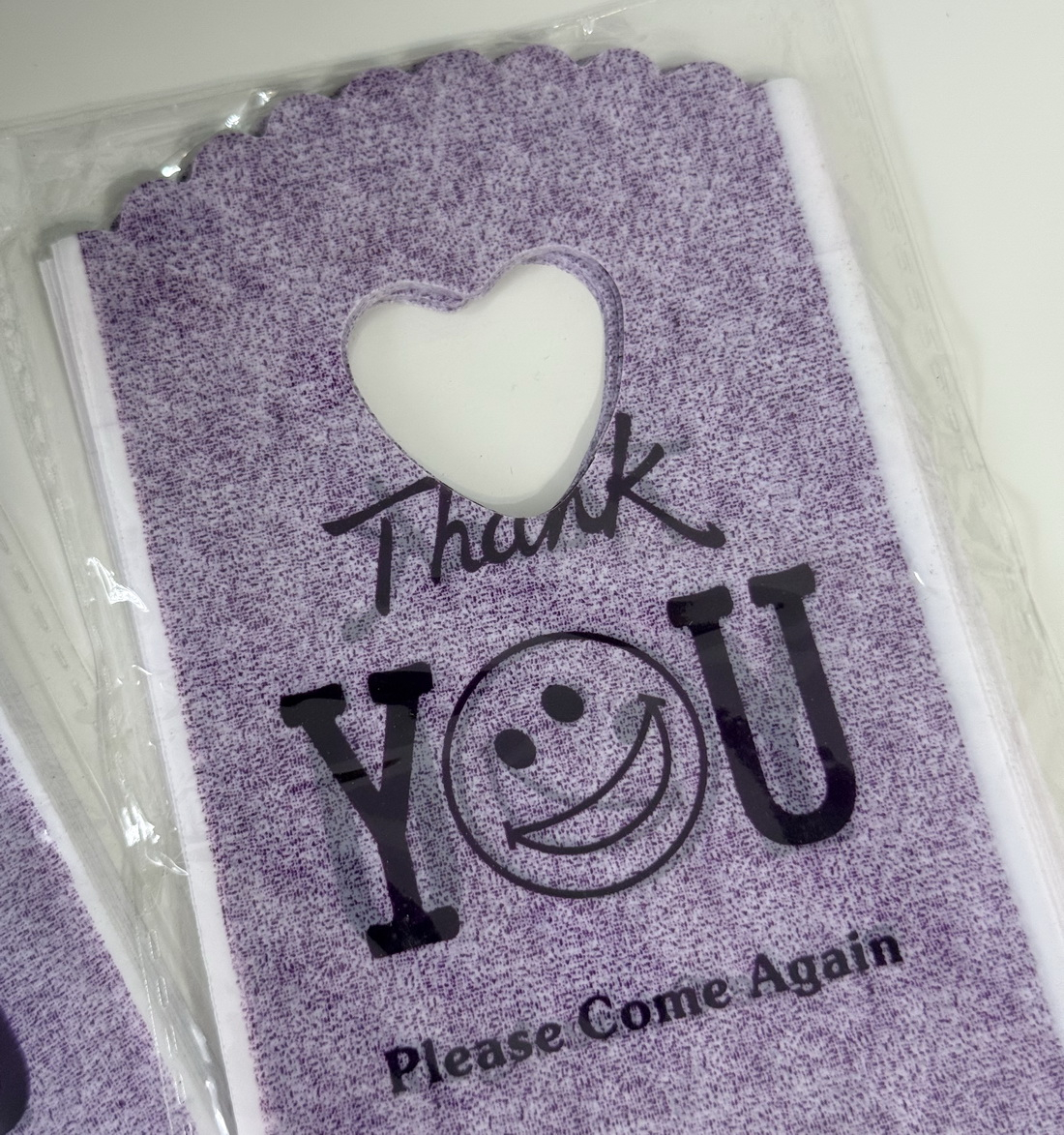 Set 50 pungi din plastic mov Thank-You 15cm x 9cm [3]