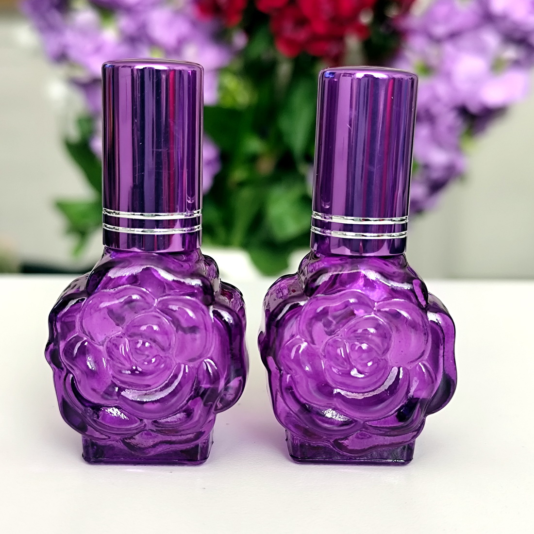 Sticlute din sticla mov 12 ml cu pulverizator pentru parfum [6]