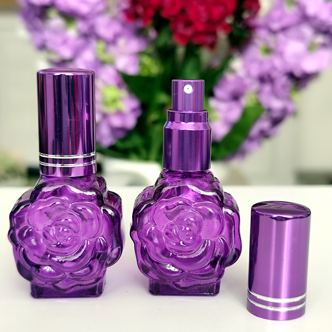 Sticlute din sticla mov 12 ml cu pulverizator pentru parfum [7]