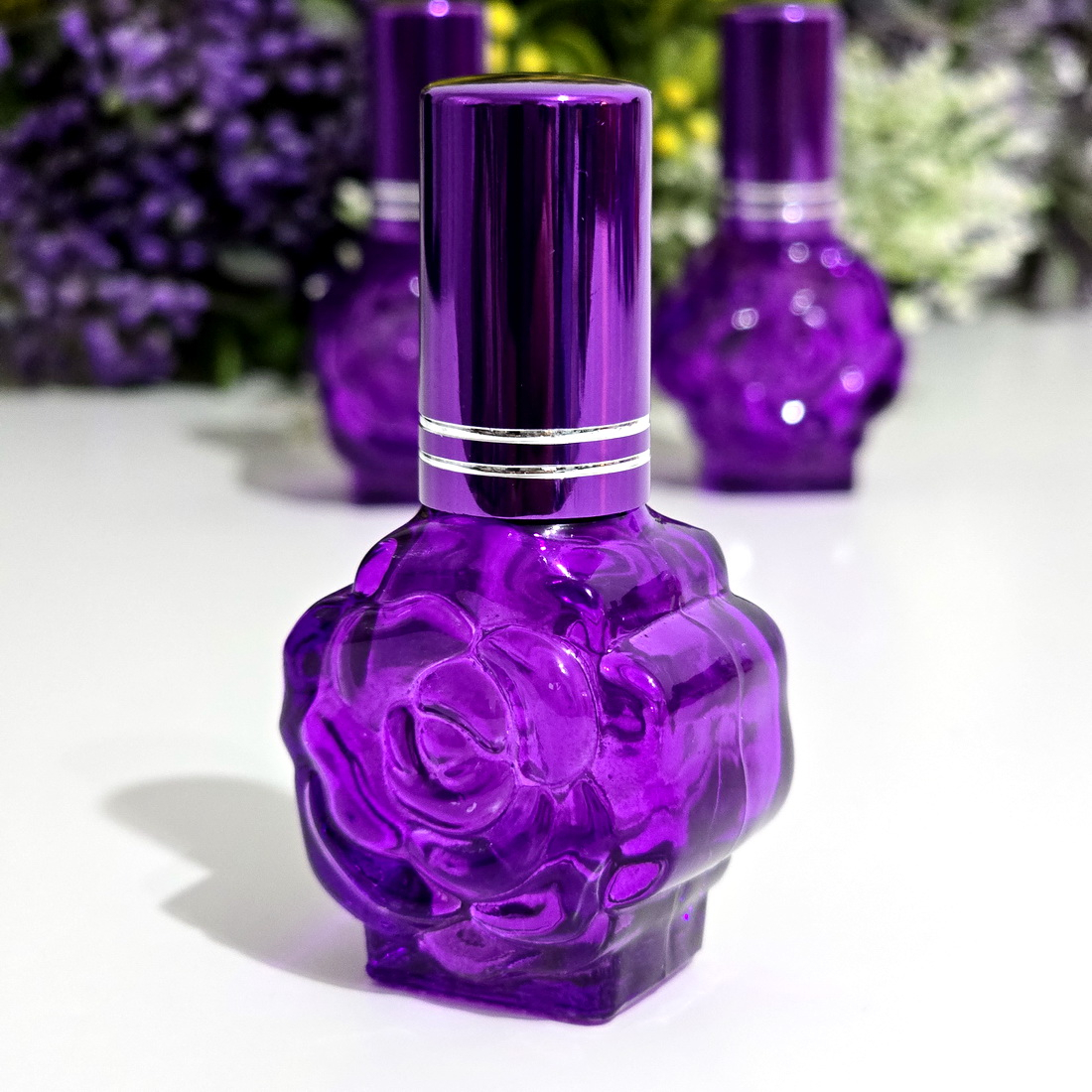 Sticlute din sticla mov 12 ml cu pulverizator pentru parfum [2]