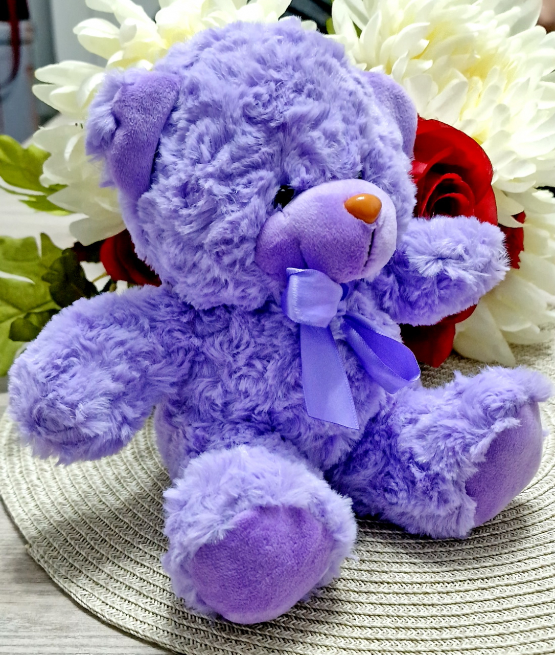 Ursulet de plus cu fundita culoare mov lavanda 20 cm [2]