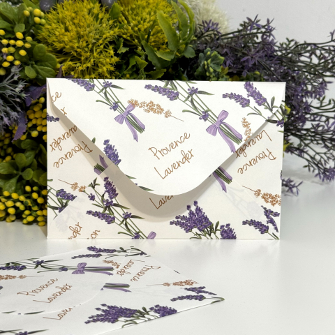 Accesorii diverse - Set 10 plicuri hartie imprimeu lavanda 16 cm x 11 cm
