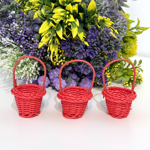 Accesorii diverse - Cosulet rosu pentru aranjamente florale cu tortita