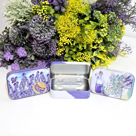 Cutie cadou dreptunghiulara din metal model lavanda 2 [3]