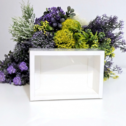 Cutii pentru cadouri - Cutie din carton alba cu capac din plastic 25cm x 15cm x 5cm