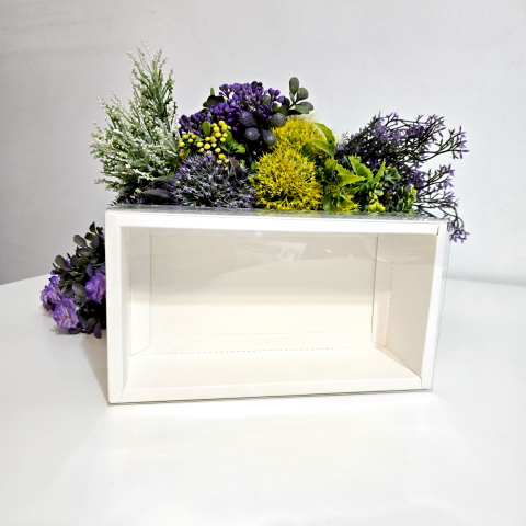 Cutii pentru cadouri - Cutie din carton alba cu capac din plastic 22cm x 12cm x 5cm