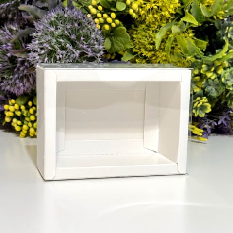 Cutii pentru cadouri - Cutie din carton alba cu capac din plastic 11cm x 8cm x 4.5cm