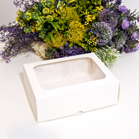 Cutie din carton alba cu fereastra 14cm x 10cm x 5cm [1]