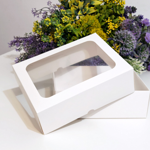 Cutie din carton alba cu fereastra 14cm x 11cm x 5cm [1]