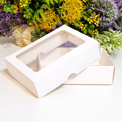 Cutie din carton alba cu fereastra 14cm x 11cm x 5cm [7]