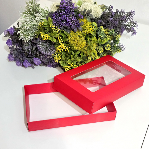 Cutie din carton rosu cu fereastra 25cm x 15cm x 4cm [1]