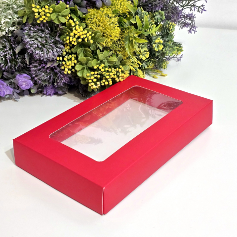 Cutie din carton rosu cu fereastra 25cm x 15cm x 4cm [5]