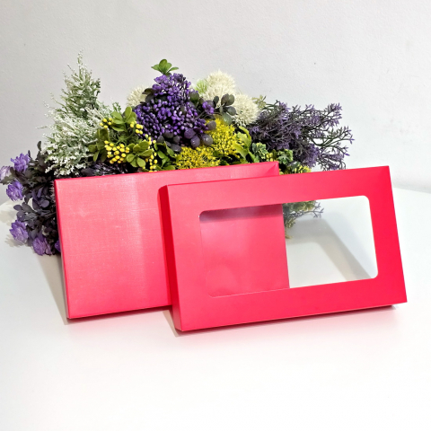 Cutie din carton rosu cu fereastra 25cm x 15cm x 4cm [7]