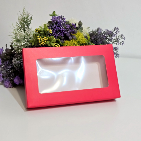 Cutie din carton rosu cu fereastra 25cm x 15cm x 4cm [4]