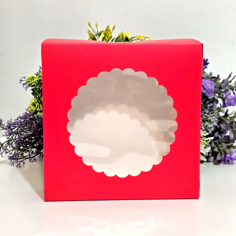 Cutie din carton rosie cu fereastra 20cm x 20cm x 5cm [1]