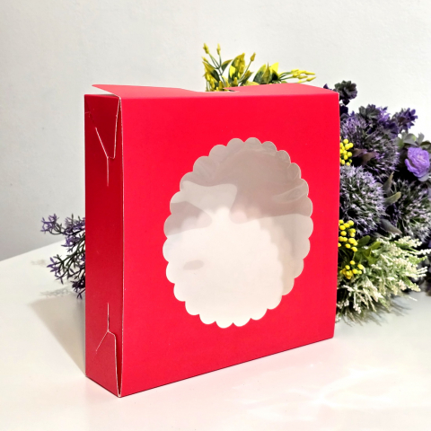 Cutie din carton rosie cu fereastra 20cm x 20cm x 5cm [3]