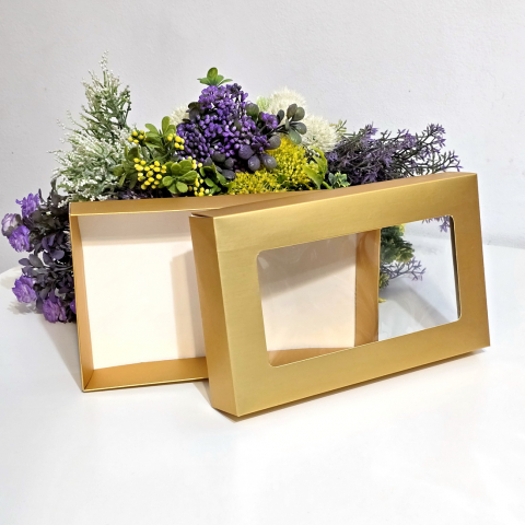 Cutie din carton aurie cu fereastra 25cm x 15cm x 4cm [8]