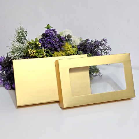 Cutie din carton aurie cu fereastra 25cm x 15cm x 4cm [3]